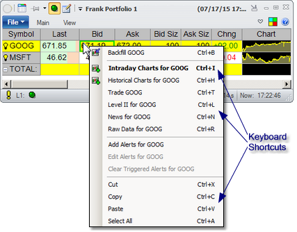 UI - right click shortcuts