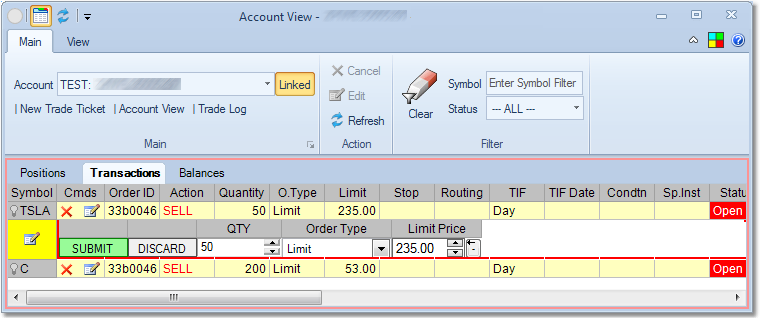 Trading - Account - Transactions - Modify