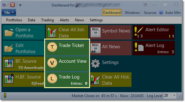 Trading - dashboard options