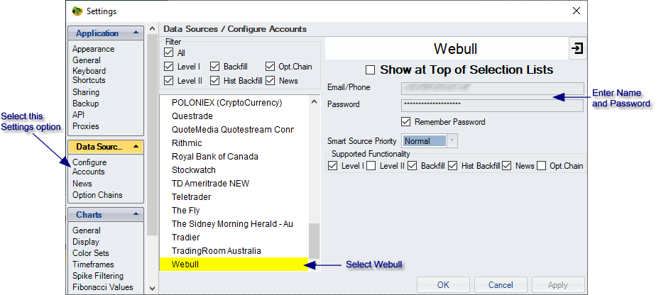 Webull - market data