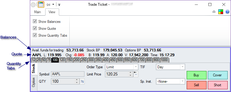 Trade Ticket - View