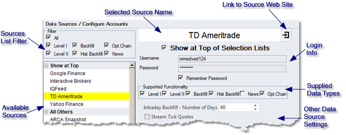 Settings - data sources - accounts